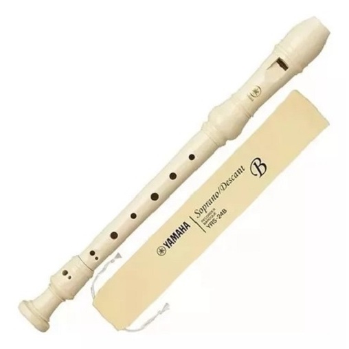 Flauta Yamaha Doce Soprano Barroca Yrs24b Original Com Capa Bege