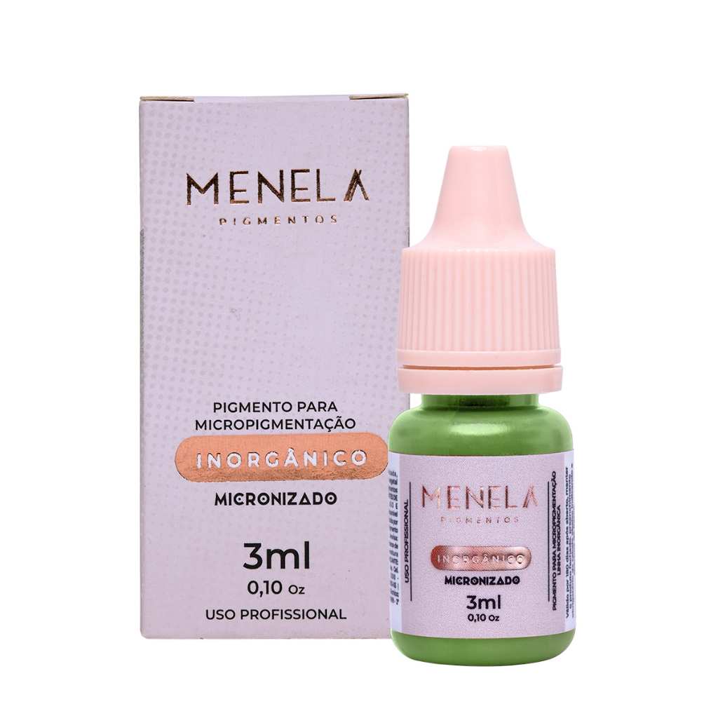 Pigmento Menela Mr. Green (Verde Puro) 3ml - Inorgânico Micropigmentação Sobrancelhas