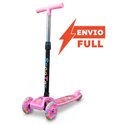 Patinete Menina Rosa Dobrável LED nas Rodinhas | Alumínio | +3 anos | Suporta até 25kg |Certificado Inmetro | QUEEN SHOP