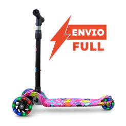 Patinete Rosa Rodas LED Colorido Até 25kg | A partir de 3 Anos | Ajuste 4 Alturas | Dobrável | Cert Inmetro | QUEEN SHOP