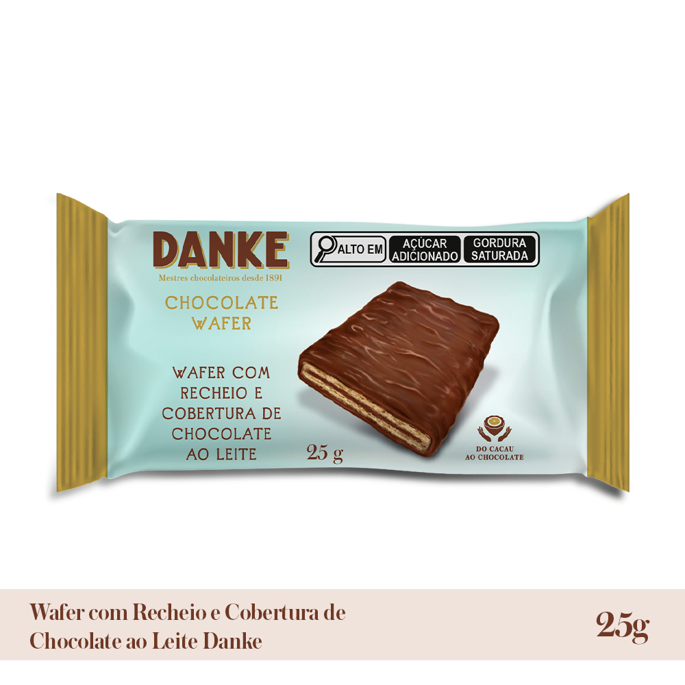 Wafer 25G Recheio E Cobertura Chocolate Ao Leite Danke em Oferta na Shopee