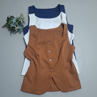 Colete Feminino Alfaiataria Premium Alça Larga Gola Quadrada Elegante Luxo em Oferta na Shopee