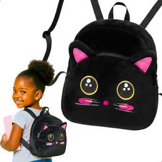 Mochila Infantil Pelúcia Gato Rosa Fofa Glitter Pequena Meninas Dia das Crianças Natal Aniversário