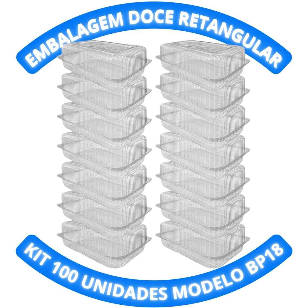 Embalagem Pote Descartável Para Doce Retangular Multiuso Bp18 Caixa Com 100 Unidades