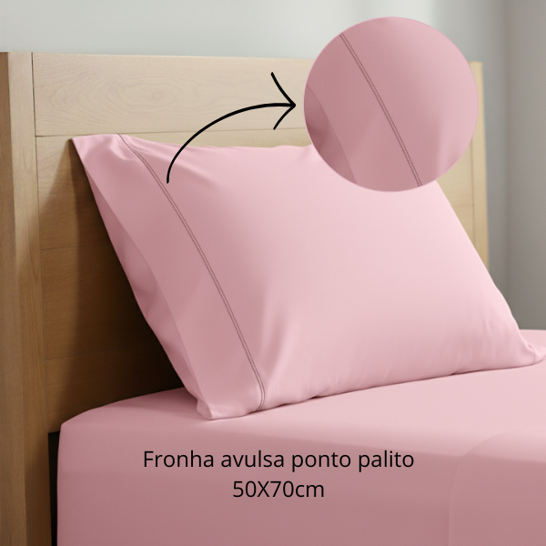 Fronha Ponto Palito Lisa Para Travesseiro 50x70 cm - 1 unidade Percal 400 fios