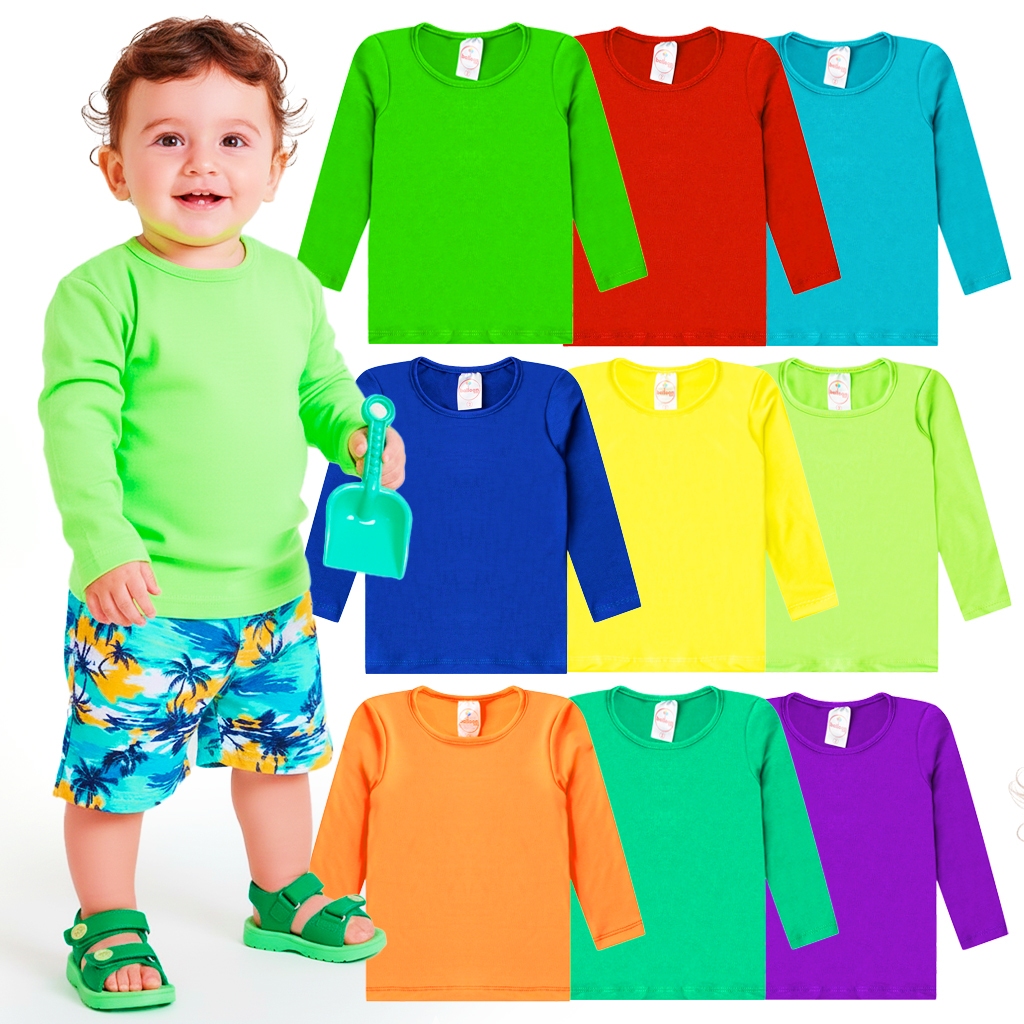 Kit 2, 4 ou 5 Blusas Térmicas Menino Proteção Solar Moda Praia Masculino Infantil