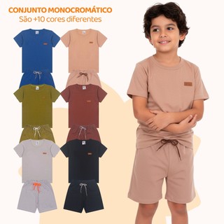 Kit 2, 6 ou 10 Peças de Roupa Infantil de Menino Estilo Casual Minimalista Monocromático …