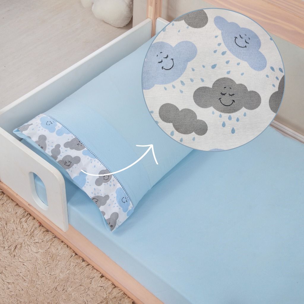 Jogo Lençol  02 Peças Quarto de bebê MINI BERÇO 89x38cm Fronha Ponto Palito em Oferta na Shopee