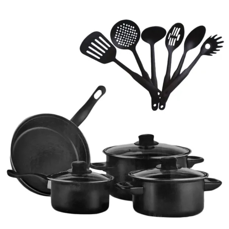 Kit Conjunto de Panelas 13 Pç Tampa Vidro Panela Antiaderente conjunto de utensílios de cozinha utensílios de cozinha