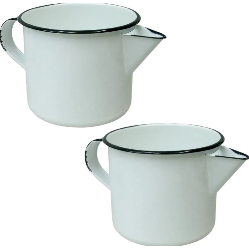 Kit 2 Caneca Esmaltada Com Bico Branca 1l P/ Vela E Sabonete Branco Esmaltado em Oferta na Shopee