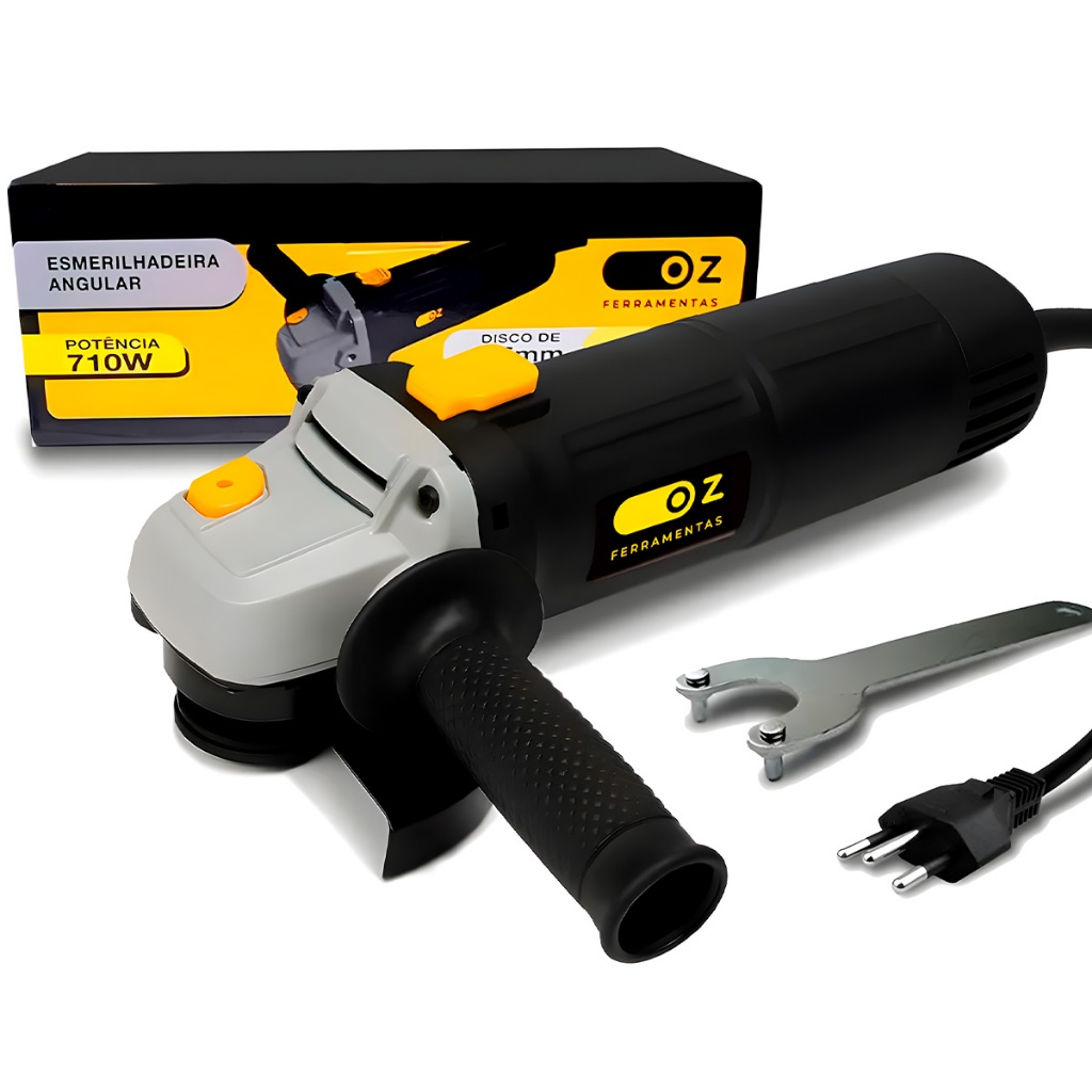 Esmerilhadeira Lixadeira Angular 4.1/2 Profissional Para Metais 127v 60hz Preto Ozline