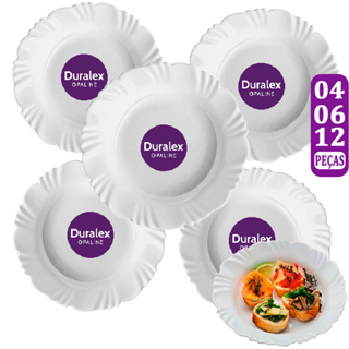 Jogo Kit 04/06/12 Pratos Fundo Duralex Pétala Branco Vidro Resistente Nadir Figueiredo Almoço Jantar em Oferta na Shopee
