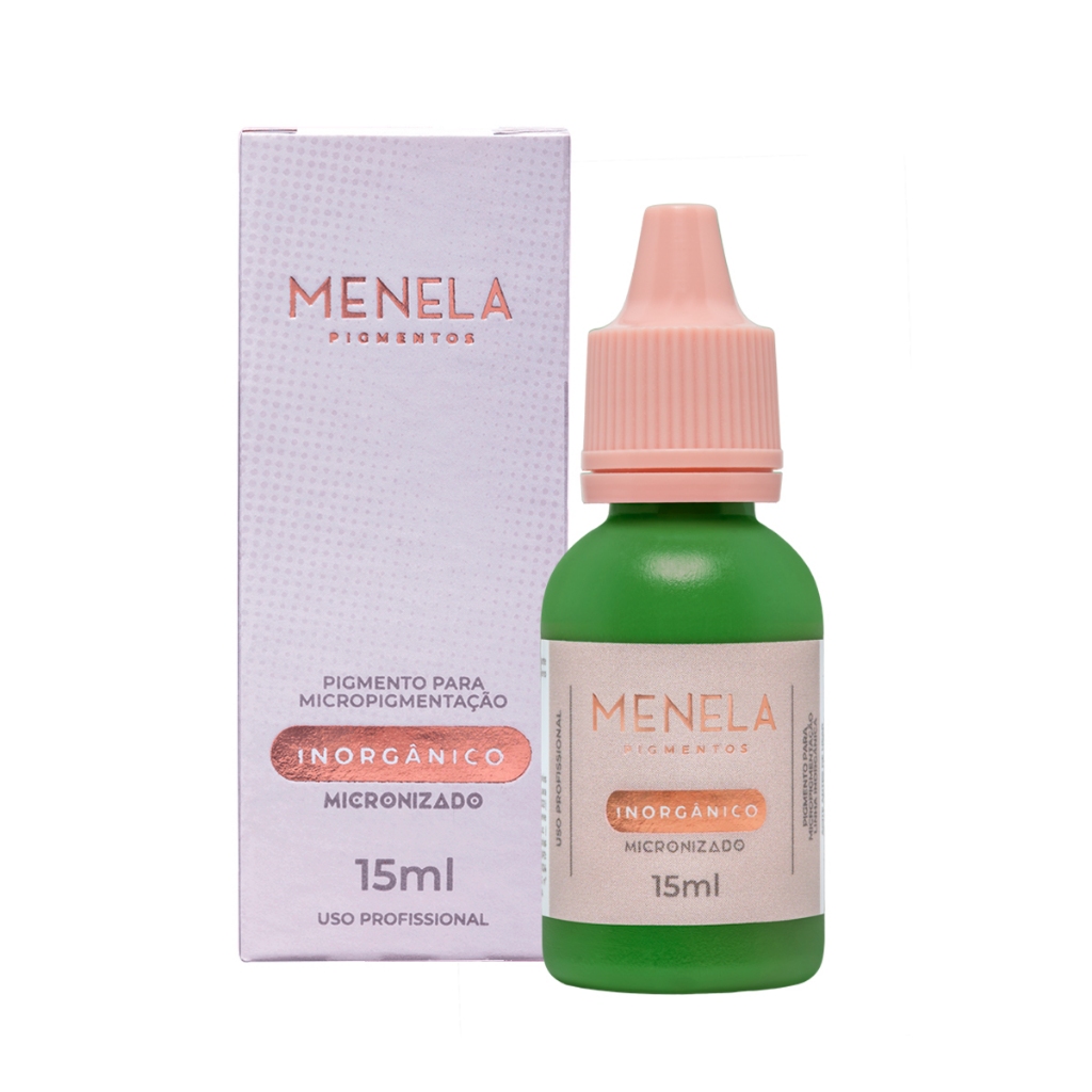 Pigmento Menela Mr. Green (Verde Puro) 15ml - Inorgânico Micropigmentação Sobrancelhas