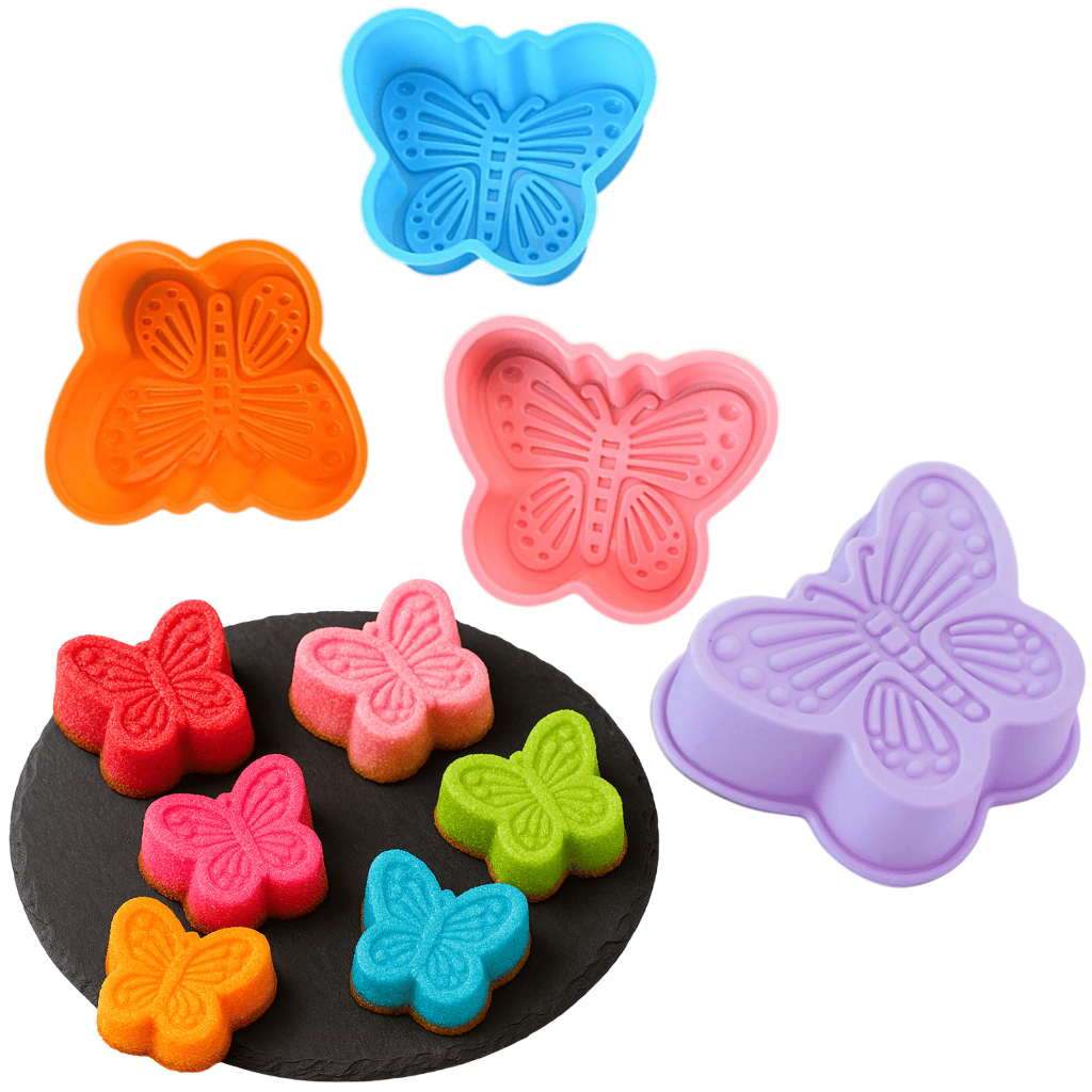 Forma de Silicone de Borboleta Bolinho Muffin Cupcake Kit 6 ou 12 Molde Pudim Molde Colorida
