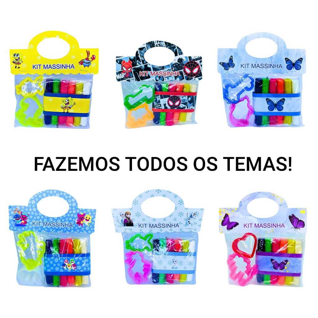 Massinha com Cortador Personalizado Lembrancinha Festa Menina Menino Lembrança Infantil Aniversário Fazemos Todos Temas