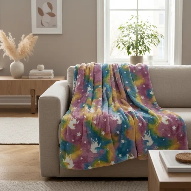 Manta Solteiro Infantil 1,80x2,00 Mt Brilha No Escuro