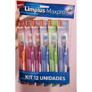 🪥 Kit Escovas de Dente Limpus Maxpro – 12 Unidades | Cores Sortidas | Cerdas Macias em Oferta na Shopee