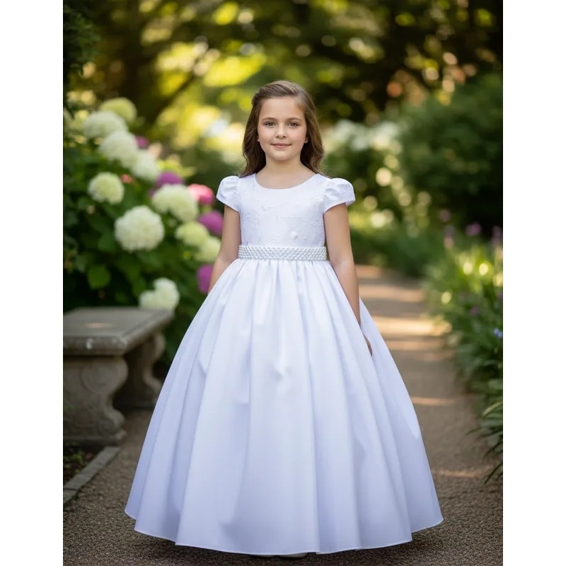 Vestido Infantil Branco Longo Daminha Festa Casamento Luxo 4 a 16 Anos