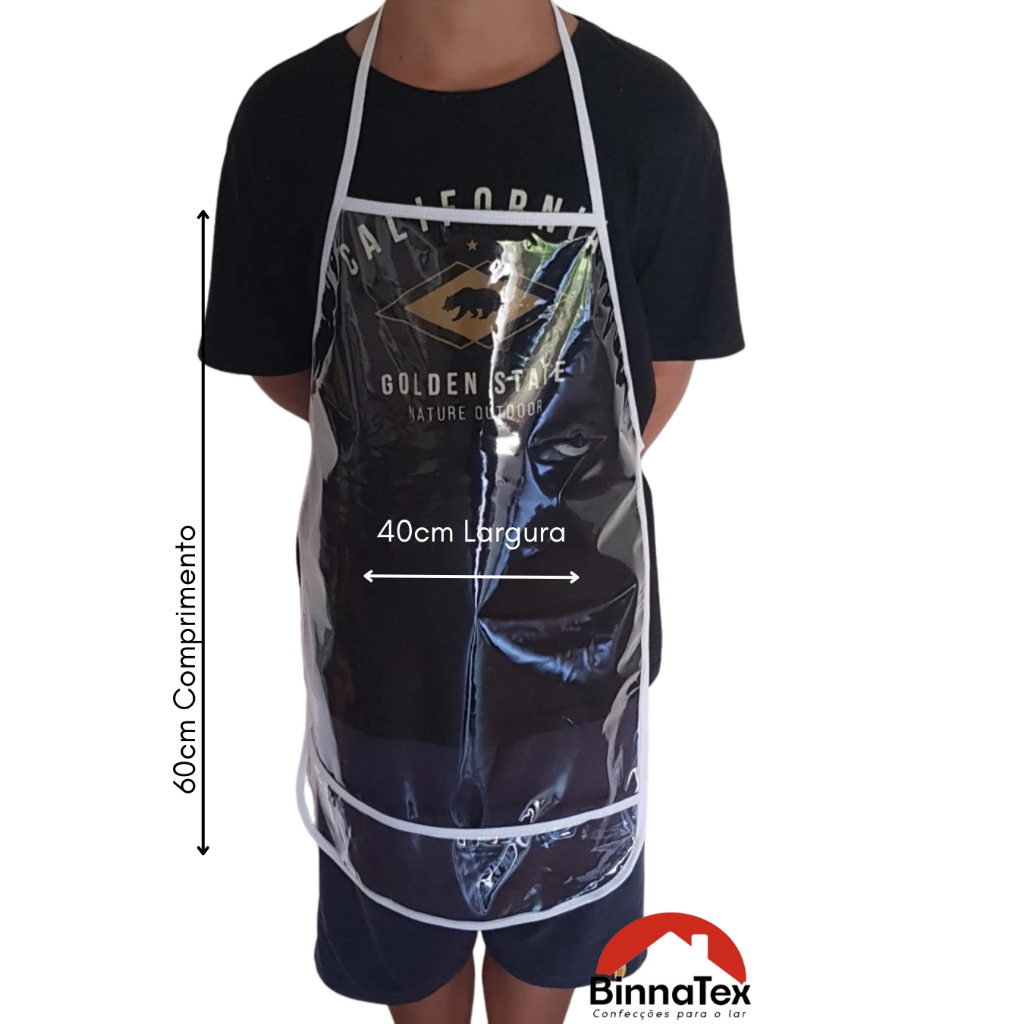 Avental Infantil Unissex Impermeável com bolso transparente pvc plástico pintura culinária escolar