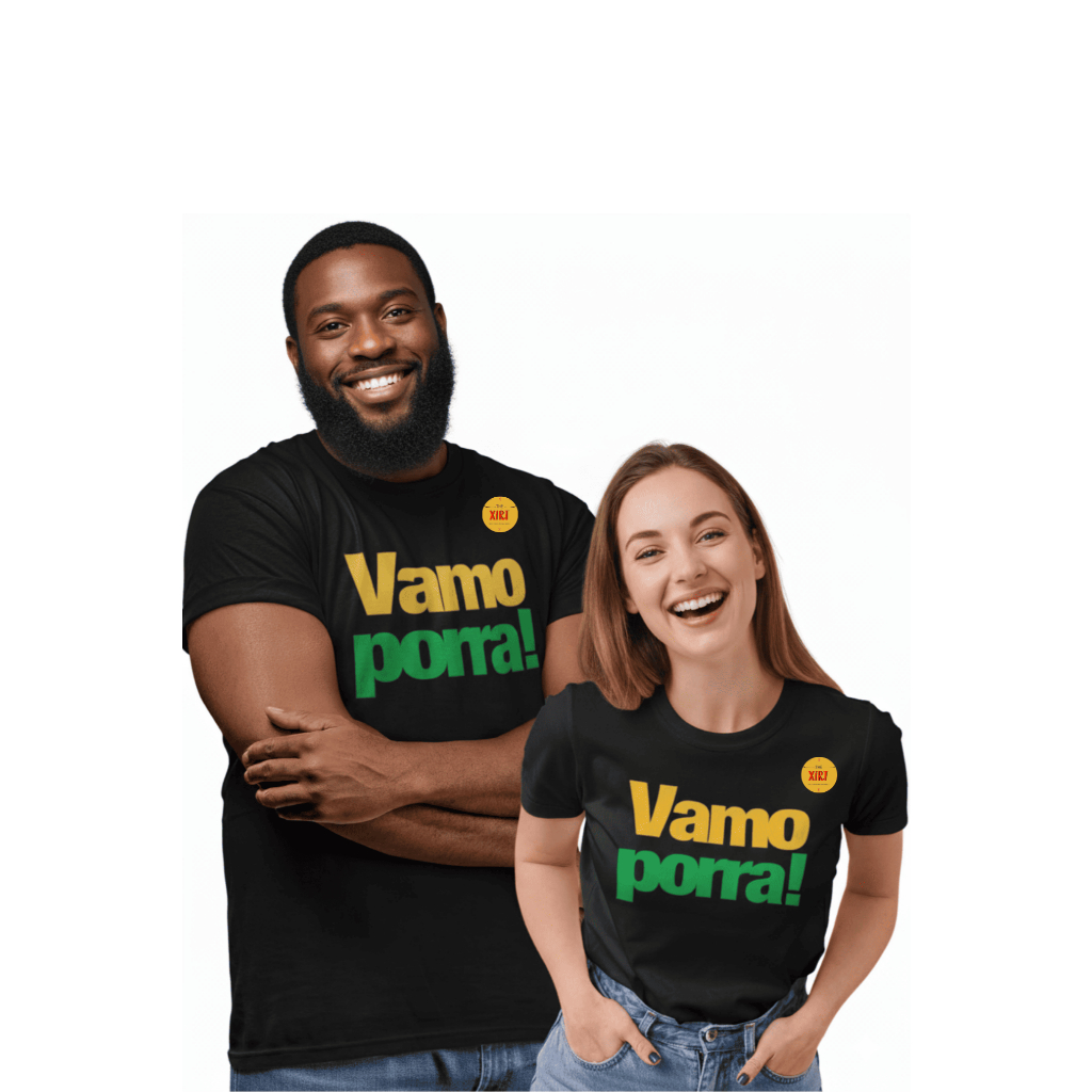 Conjunto casal Namorados 2 Camisetas "Vamo P0RR@" Brasil Jogo Futebol Copa do Mundo Unissex