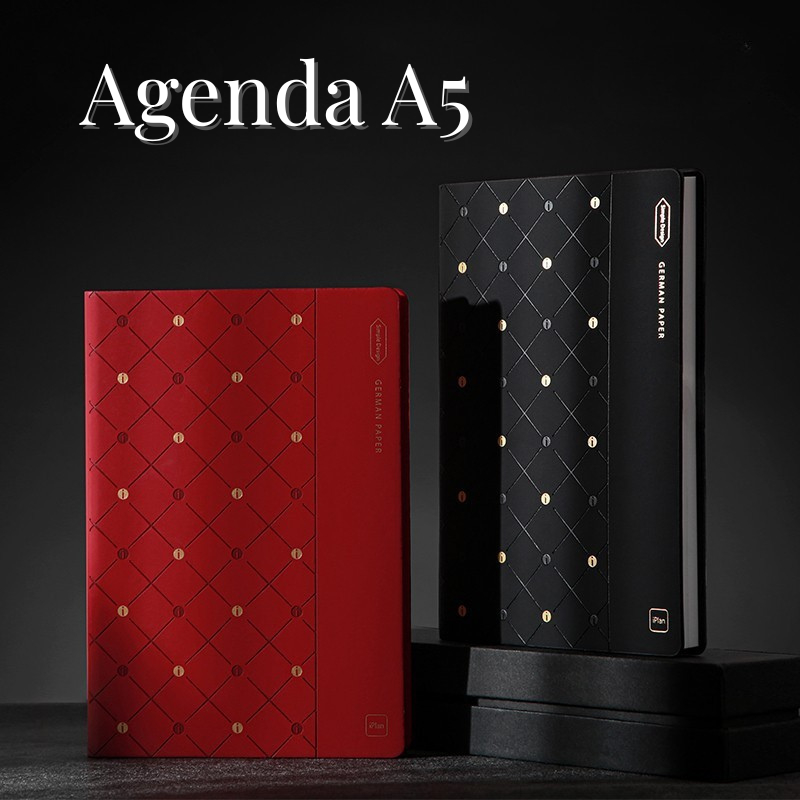 Caderno B5 de Anotações em Couro Capa Reforçada com Calendário para Negócios Escritório Estudo
