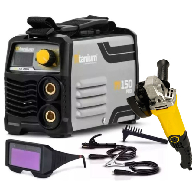 Kit Inversora TI150 Pro + Óculos Automático + Esmerilhadeira 650W 127V – Titanium Platina