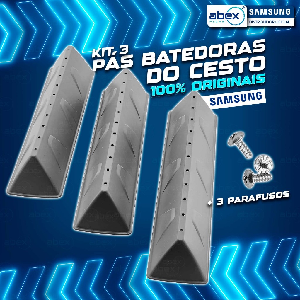 Kit 3 Batedor Cesto Lava E Seca Samsung  DC66-00493A WD106UHSAWQFAZ Com Parafusos Novo Original
