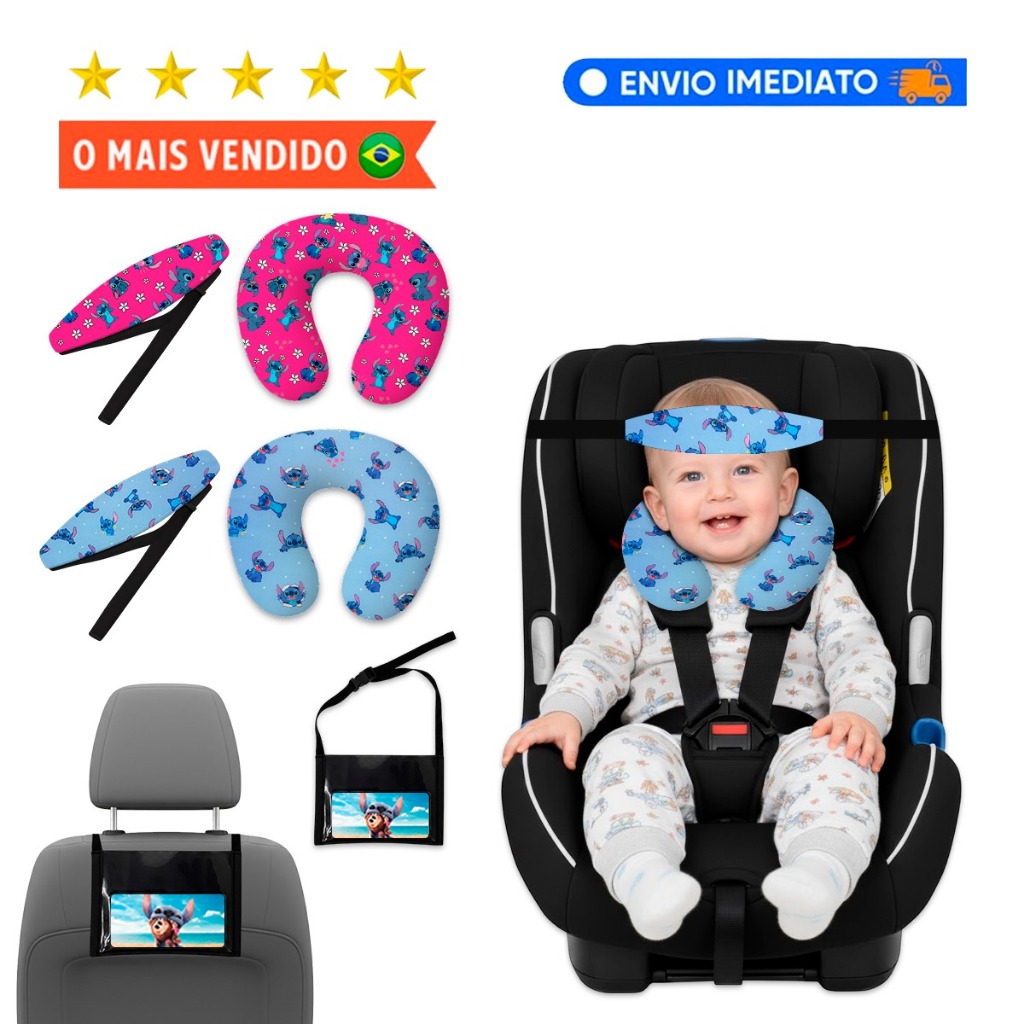 Imagem Kit Itens Para Viagem Almofada de pescoço + Faixa de Cabeça - Suporte Celular Veicular