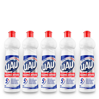 Kit 5 Un Cloro Ativo UAU 500ml Multiuso Desinfetante Limpeza Profunda Clareador 5 em 1 em Oferta na Shopee