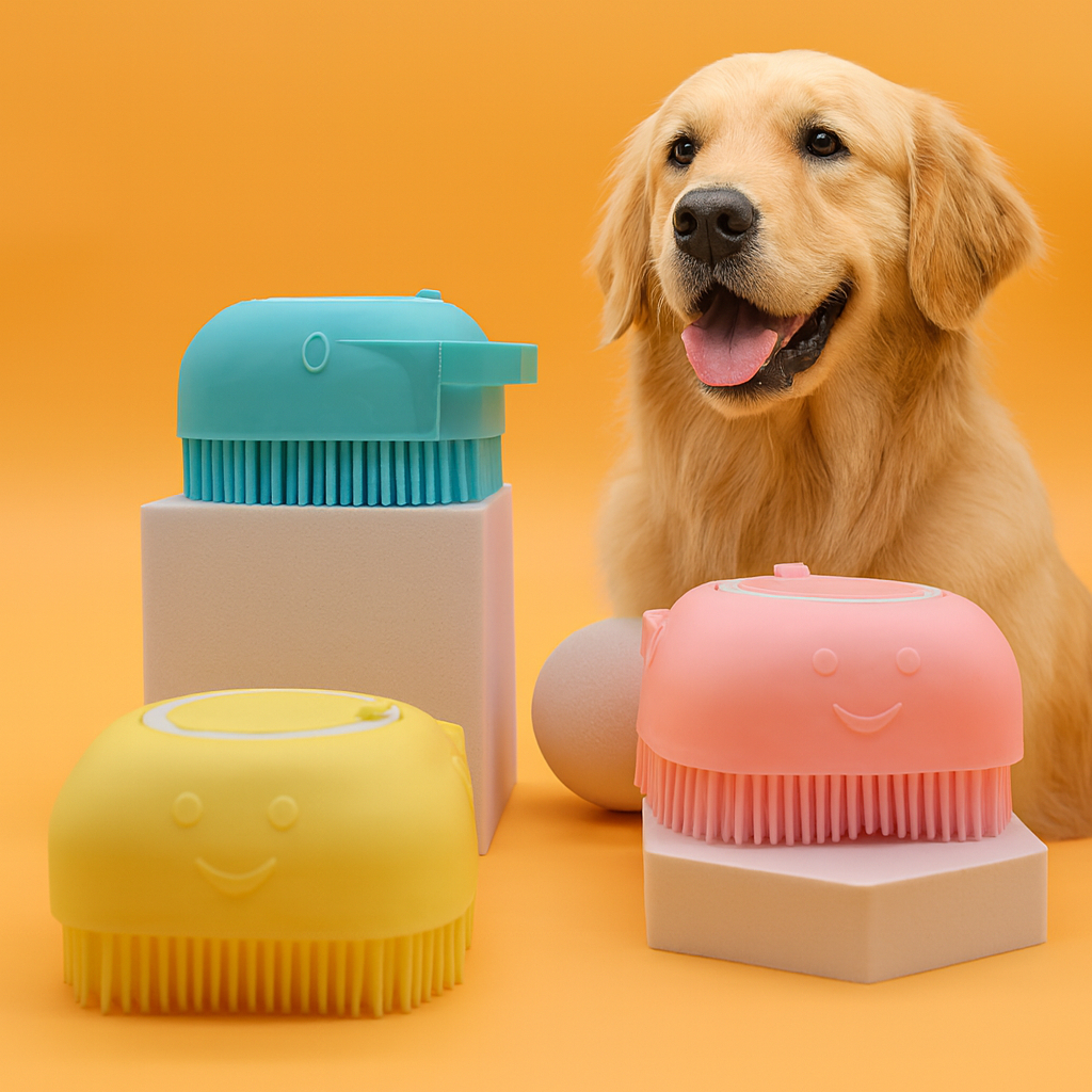 Esponja Banho Pet Silicone Dispenser Sabao Massageadora