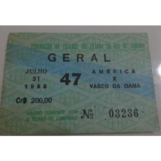 CANHOTO Ingresso Antigo  Geral 1983 CAMPEONATO FUTEBOL RJ