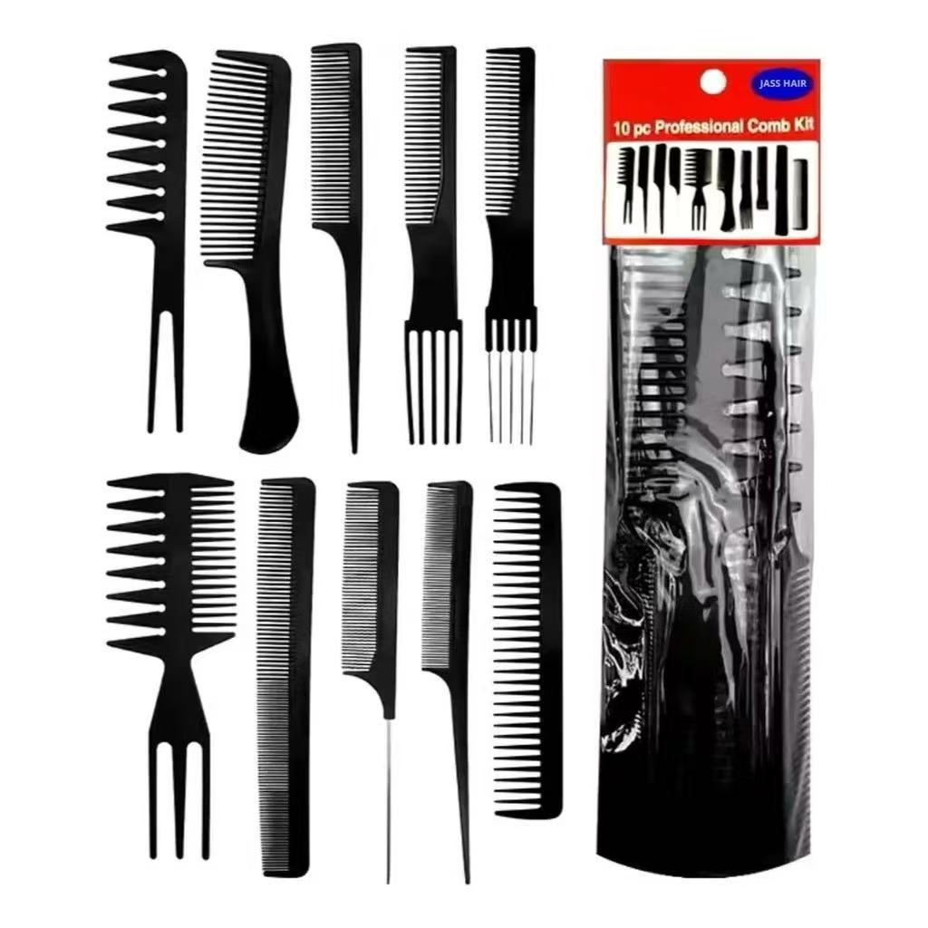 Kit 10 Pentes De Corte de preto Cabeleireiro Barbeiro Profissional em Oferta na Shopee