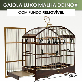 Gaiola de Luxo Malha Fina INOX P/ Coleiro e Pássaros Pequenos Torneio Fundo Removível em Oferta na Shopee