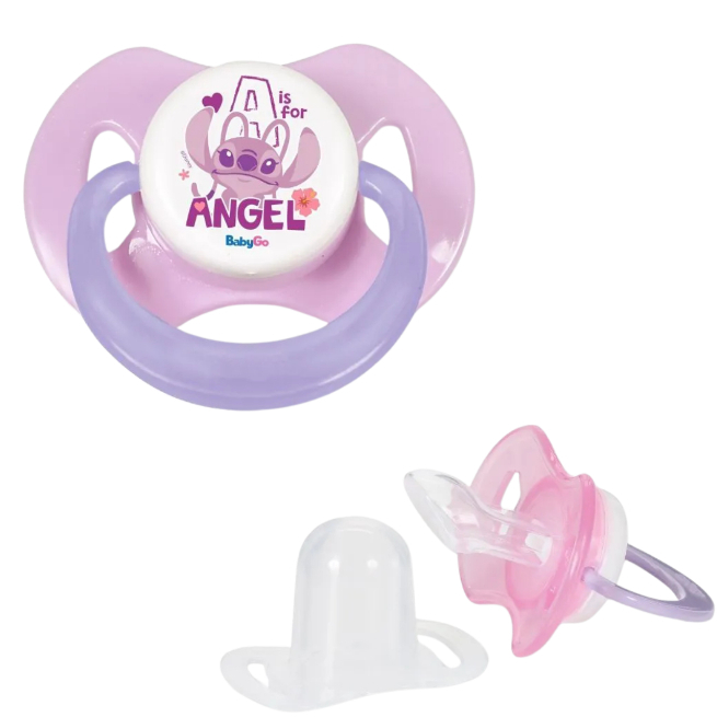 Chupeta De Personagem Stitch e Angel Bico Orto Silicone Macio TM 1(0-6m) e TM2(6m+) Menino e Menina — imagem 2 de 2