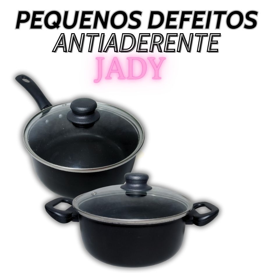 Conjunto Jade 2 Panelas Antiaderente Kit Caçarola TeflonTampa Vidro 16 e 18 Pequenos Defeitos