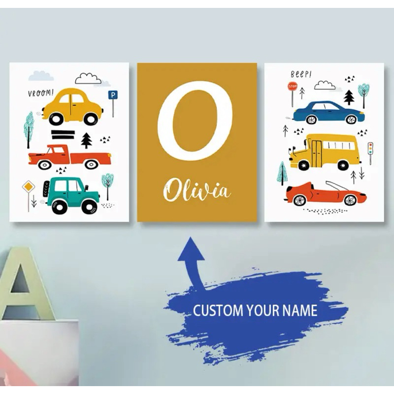 KIT 3 QUADROS DECORATIVOS MODERNOS INFANTIL PERSONALIZADO CARROS 3 PEÇAS DECORAÇÃO QUARTO PAREDE CRIANÇA MENINO MDF 3MM em Oferta na Shopee