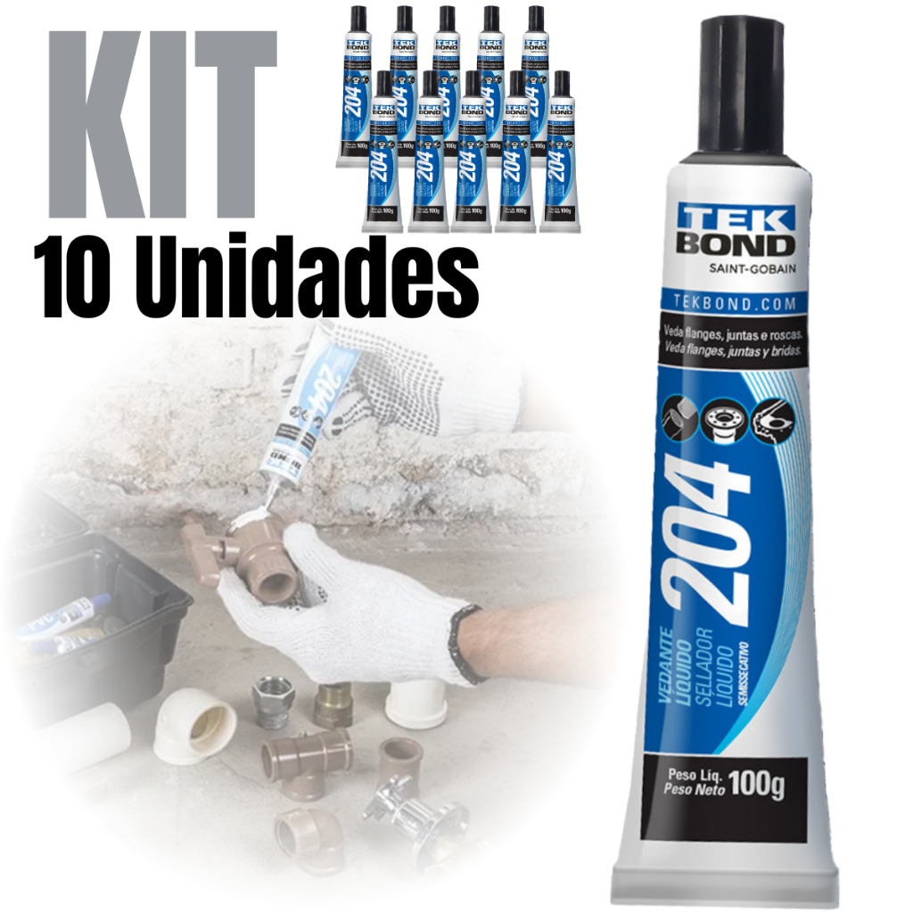 Kit 10 Vedante Líquido Cola Semissecativa 100g 204 Tek Bond Branco