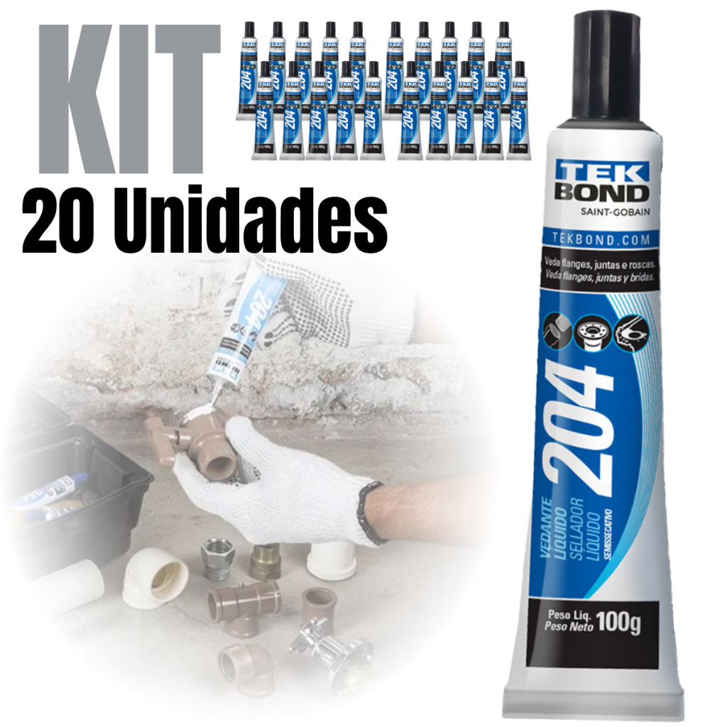 Kit 20 Vedante Líquido Cola Semissecativa 100g 204 Tek Bond