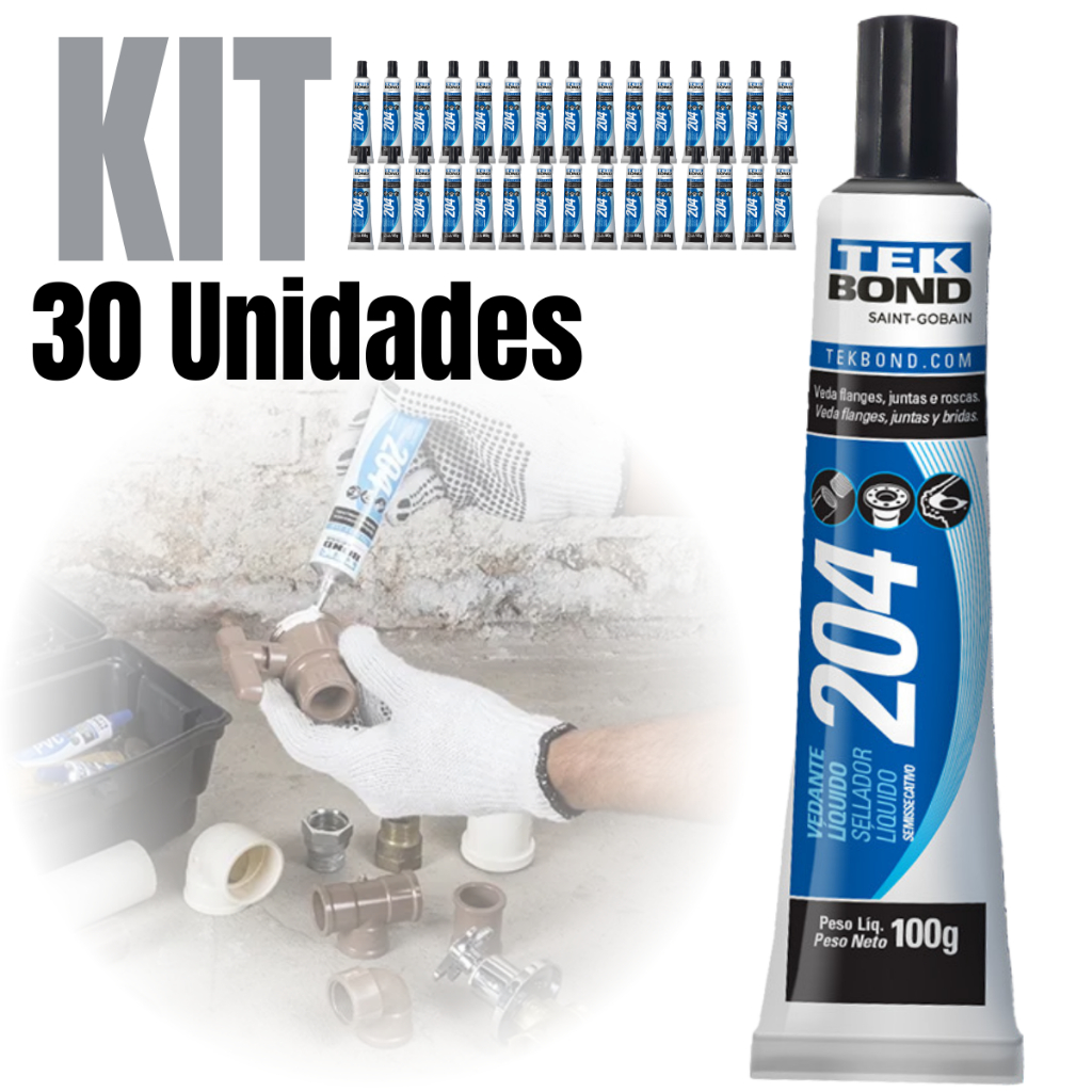 Kit 30 Vedante Líquido Cola Semissecativa 100g 204 Tek Bond Branco