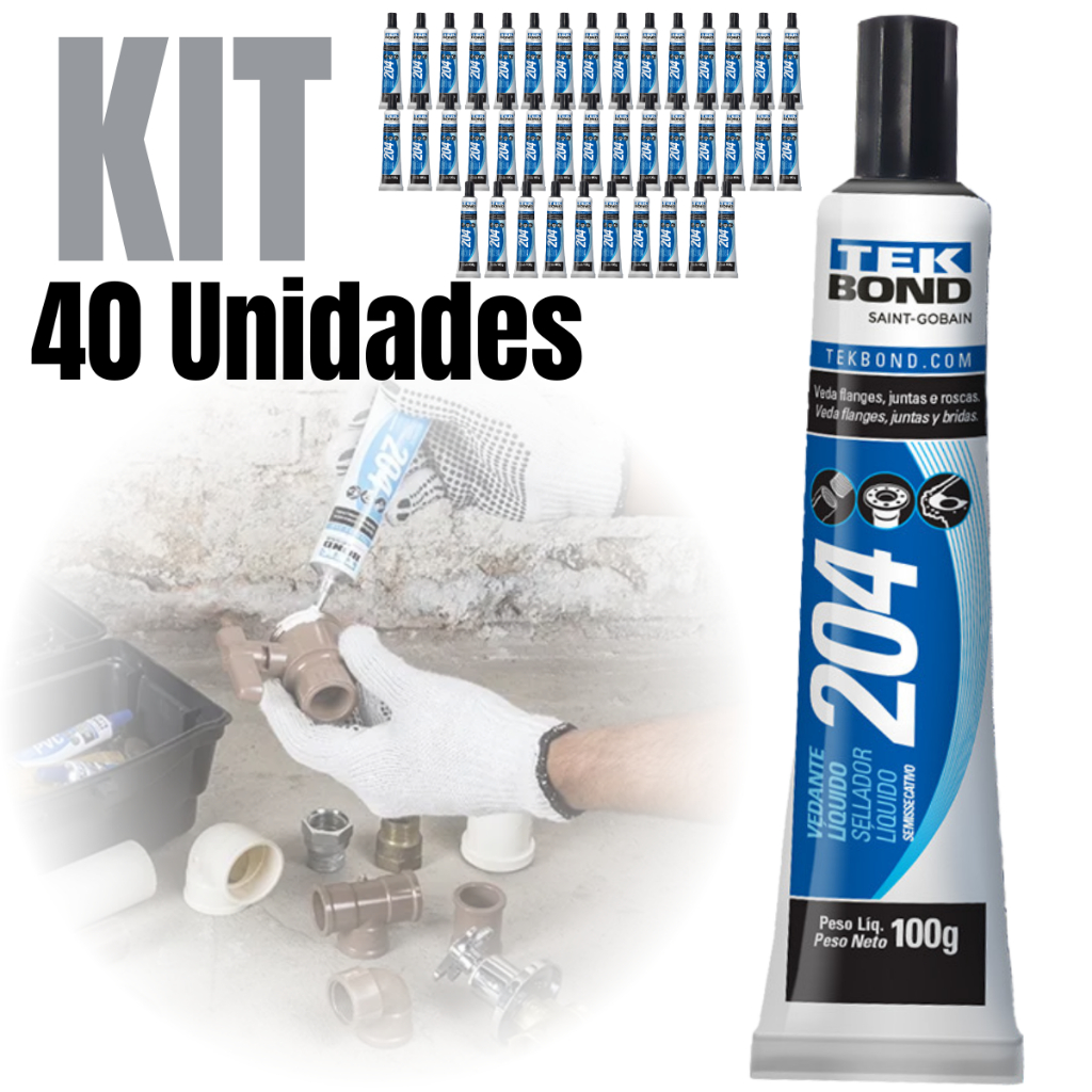 Kit 40 Vedante Líquido Cola Semissecativa 100g 204 Tek Bond