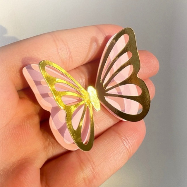 20-50 Borboleta 3D vazada dourada - Jardim encantado Jardim das Borboletas | Lembracinha e Apliques | ENVIO RÁPIDO