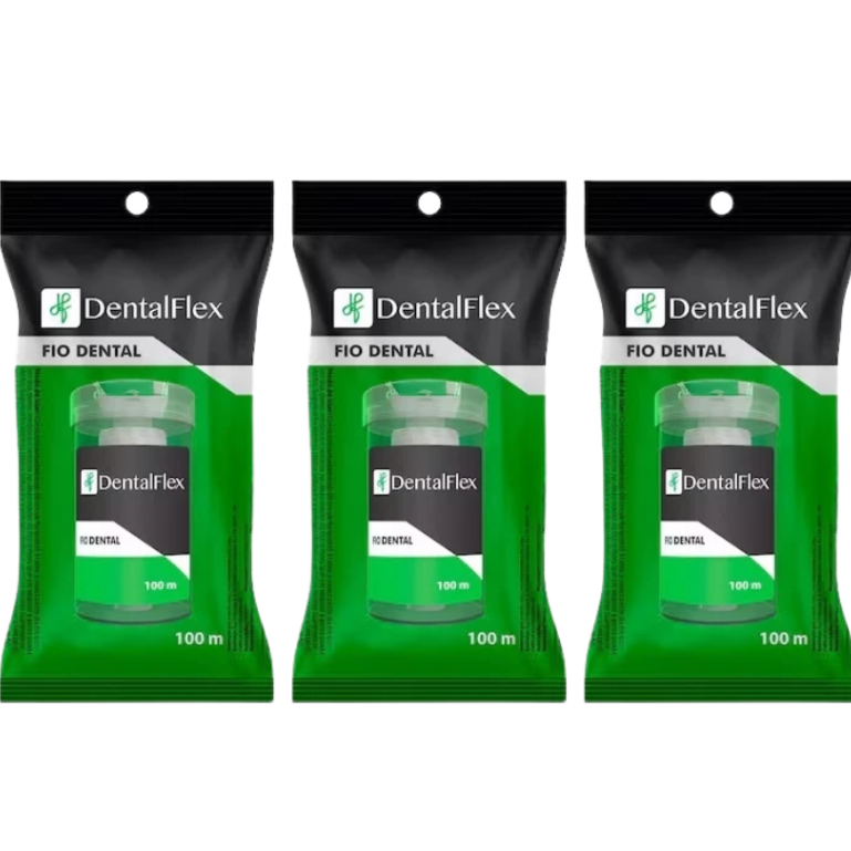 Kit 3 Fio Dental 100M DentalFlex em Oferta na Shopee