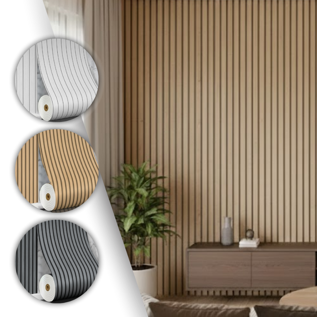 Painel Ripado 3D Vinílico Autocolante 300x60cm Madeira Impermeável Parede Lavável em Oferta na Shopee