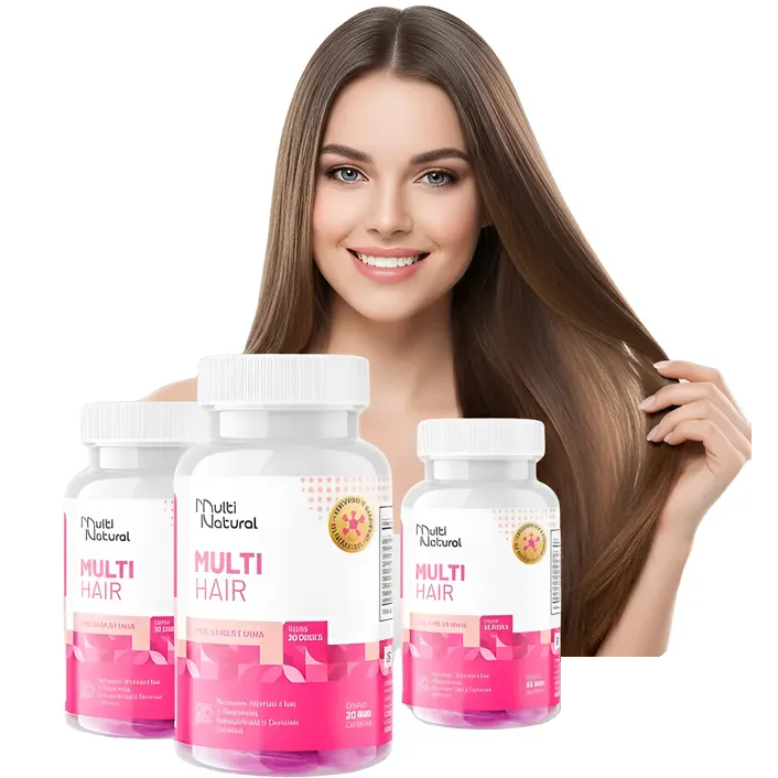 Kit Colágeno Multi Hair 3x Potes Com 30 Capsulas Hair, Skin and Nails - Multi Natural