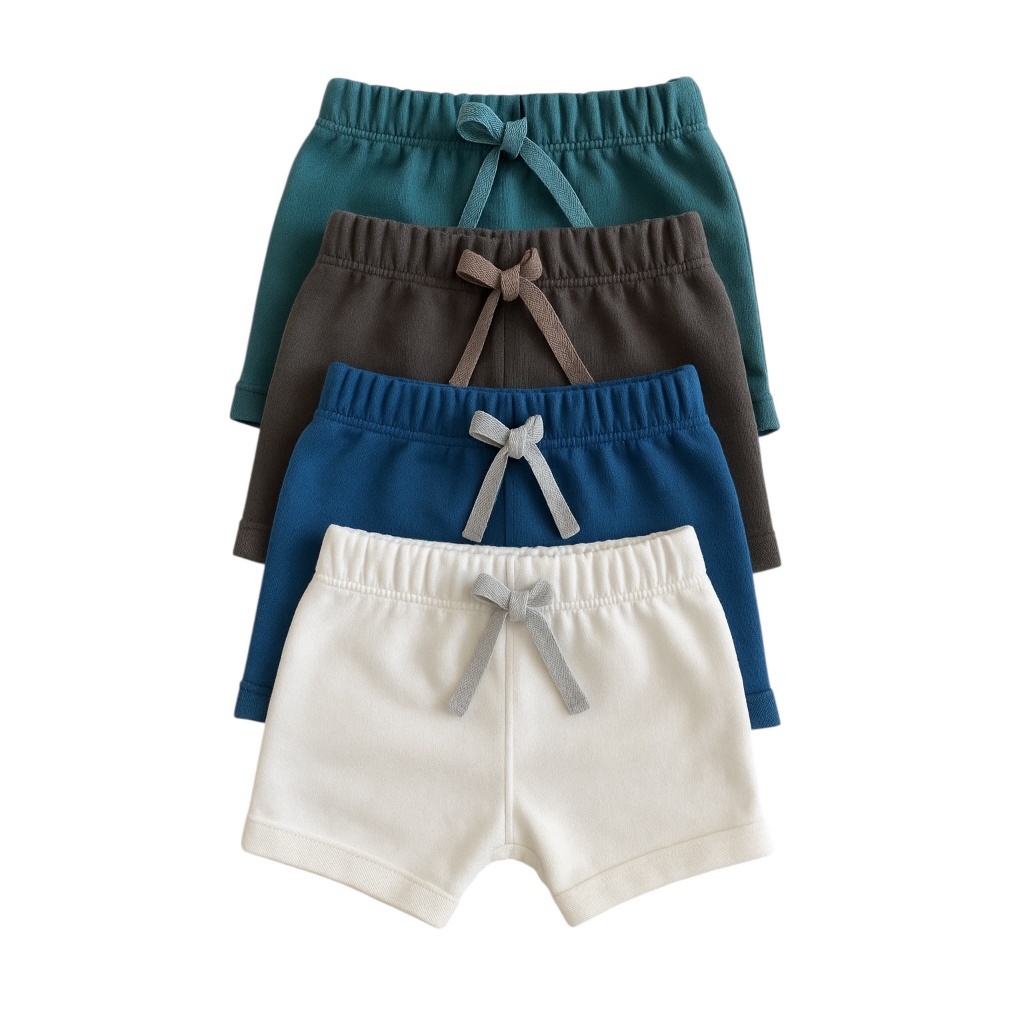 Kit 3 Shorts Unissex Bebê – Verão Moletinho 100% Algodão Macio Tamanhos 0-3 ao 18-24 Meses em Oferta na Shopee