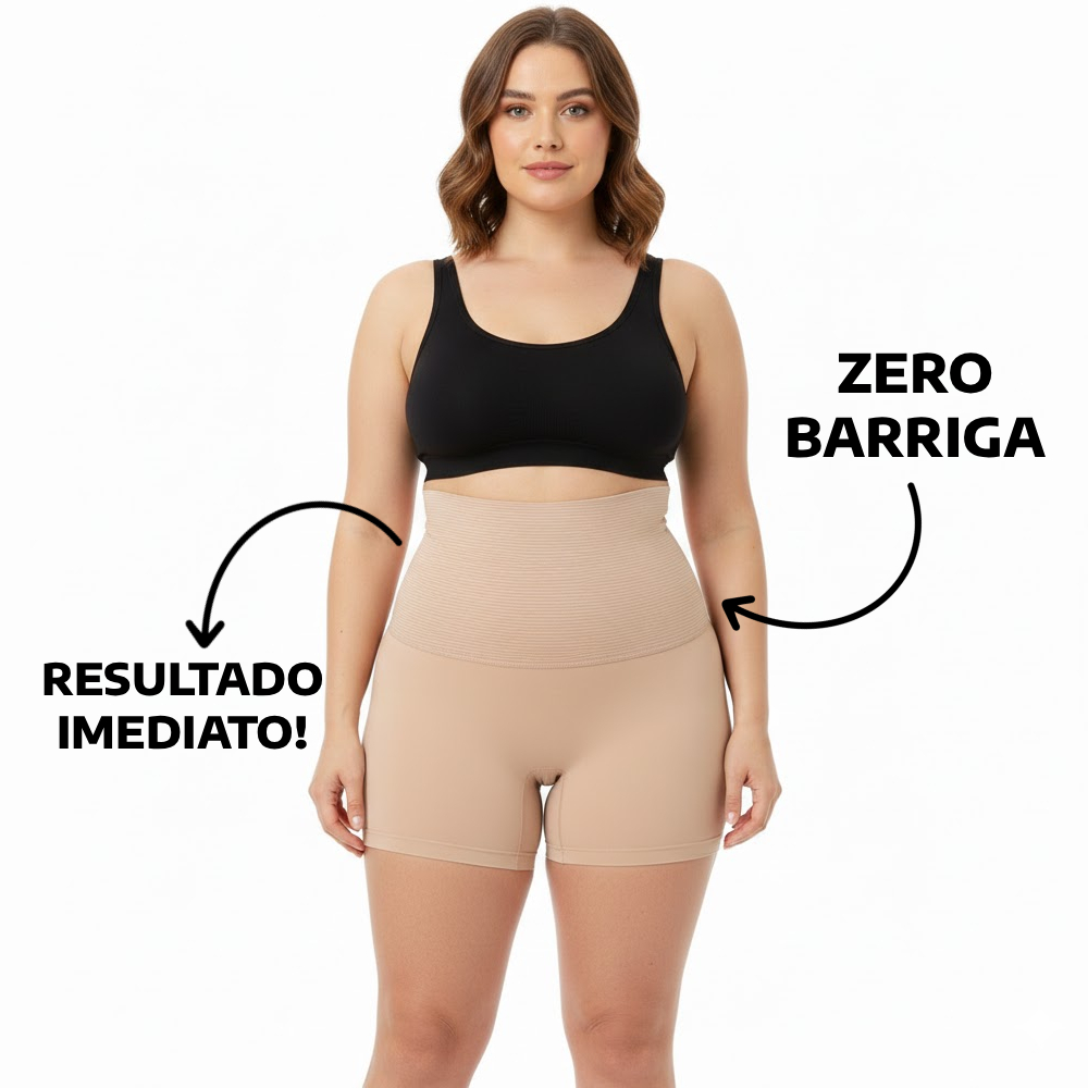 Short Cinta Modelador Segunda Pele Confortável com Alta Compressão Zero Transparência Edumara