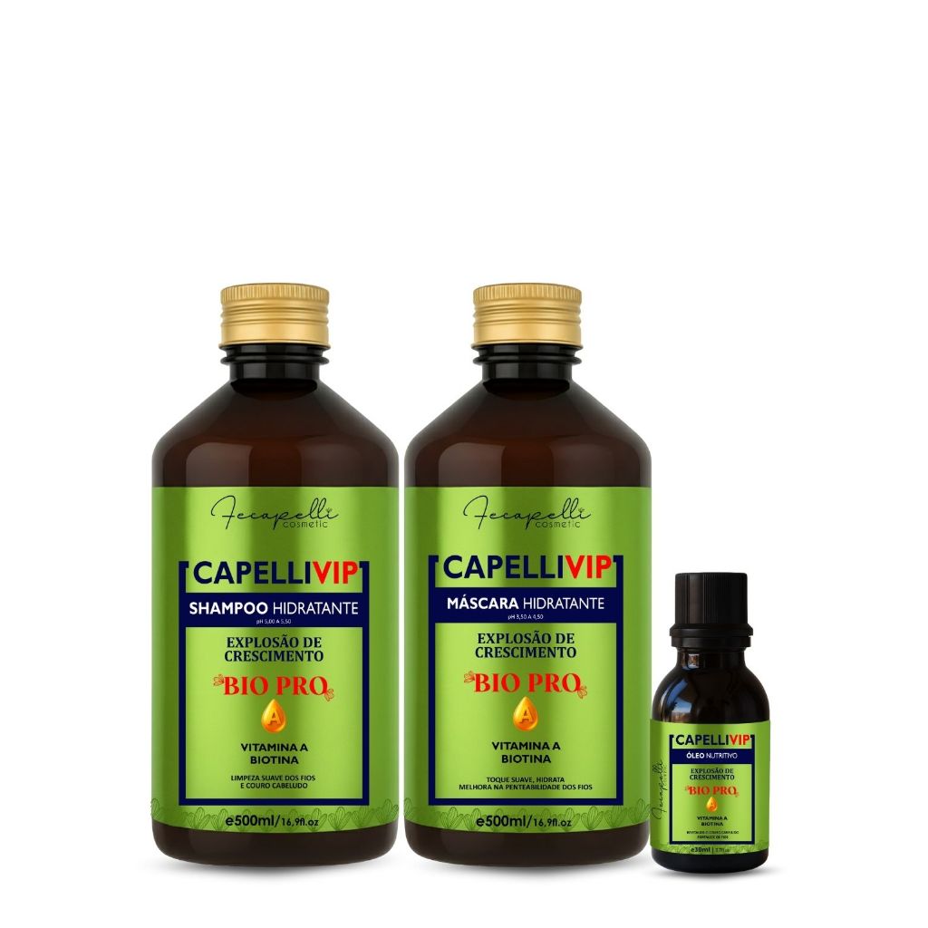 Kit CapelliVip  Shampoo + Máscara 500ml +finalizador (Certificação Anvisa) em Oferta na Shopee
