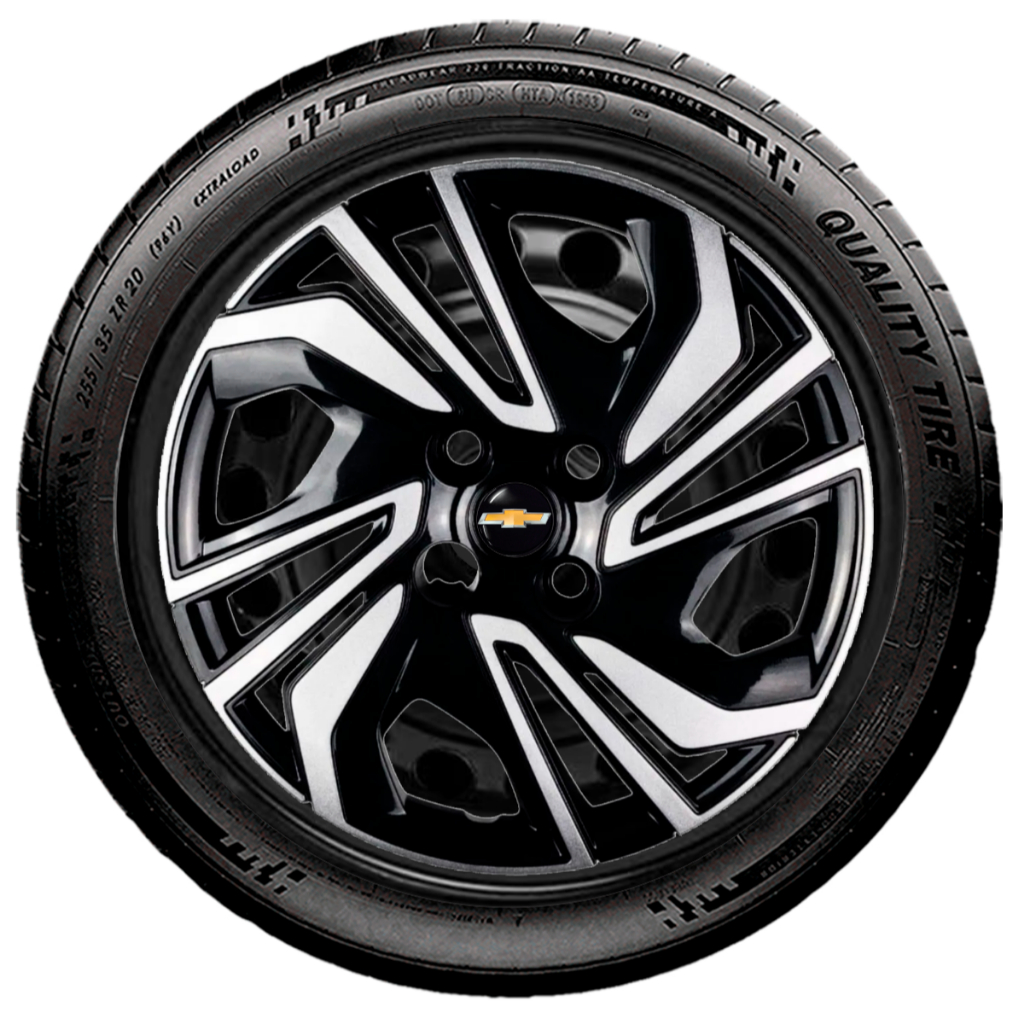 Jogo Calotas Esportiva Aro 14 Chevrolet Preta Prata Kit 4 Carlota Gm Onix 2020 2021 2022 2023 2024