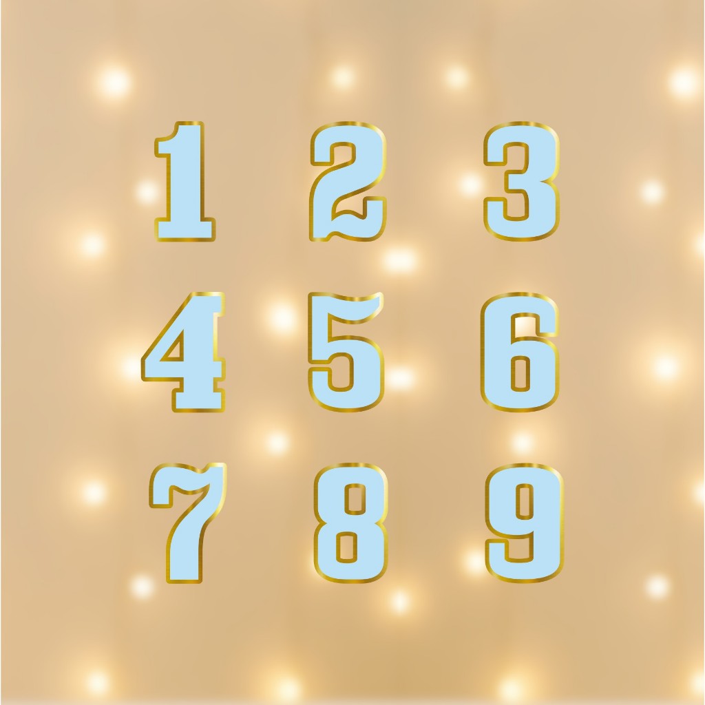 Aplique Número 4cm Azul com Dourado - Apliques Personalizados - Aplique Lembrancinha
