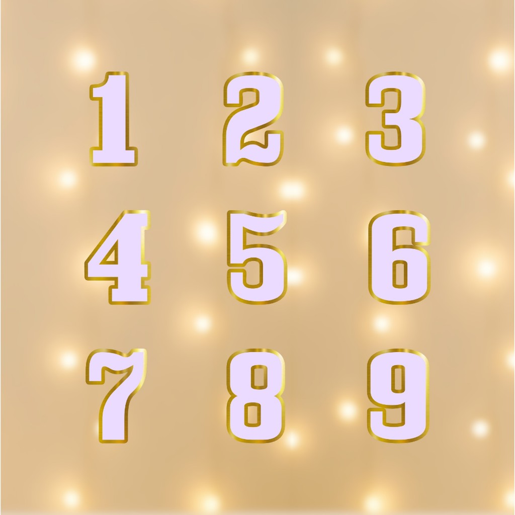 Aplique Número 4cm Lilás com Dourado - Apliques Personalizados - Aplique Lembrancinha